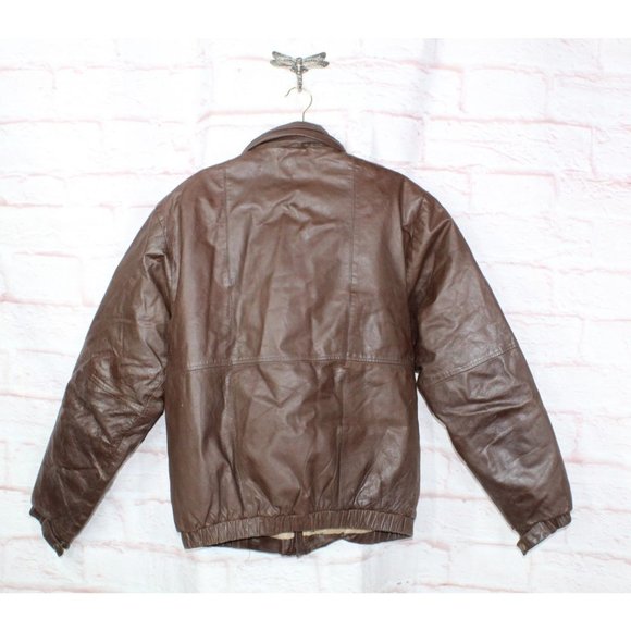 Eddie Bauer Brown Leather Nylon Lined Down Jacket Size L Tall - Picture 6 of 10